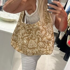NEW! & OTHER STORIES boho slouchy big hobo bag taupe ivory print